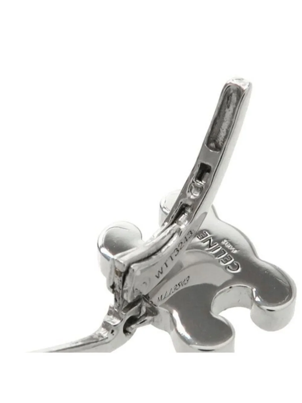 Celine Triomphe Rhinestone Earrings Rhodium Finish